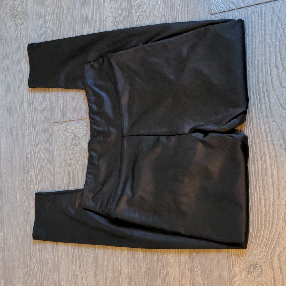 Black faux like leather leggings